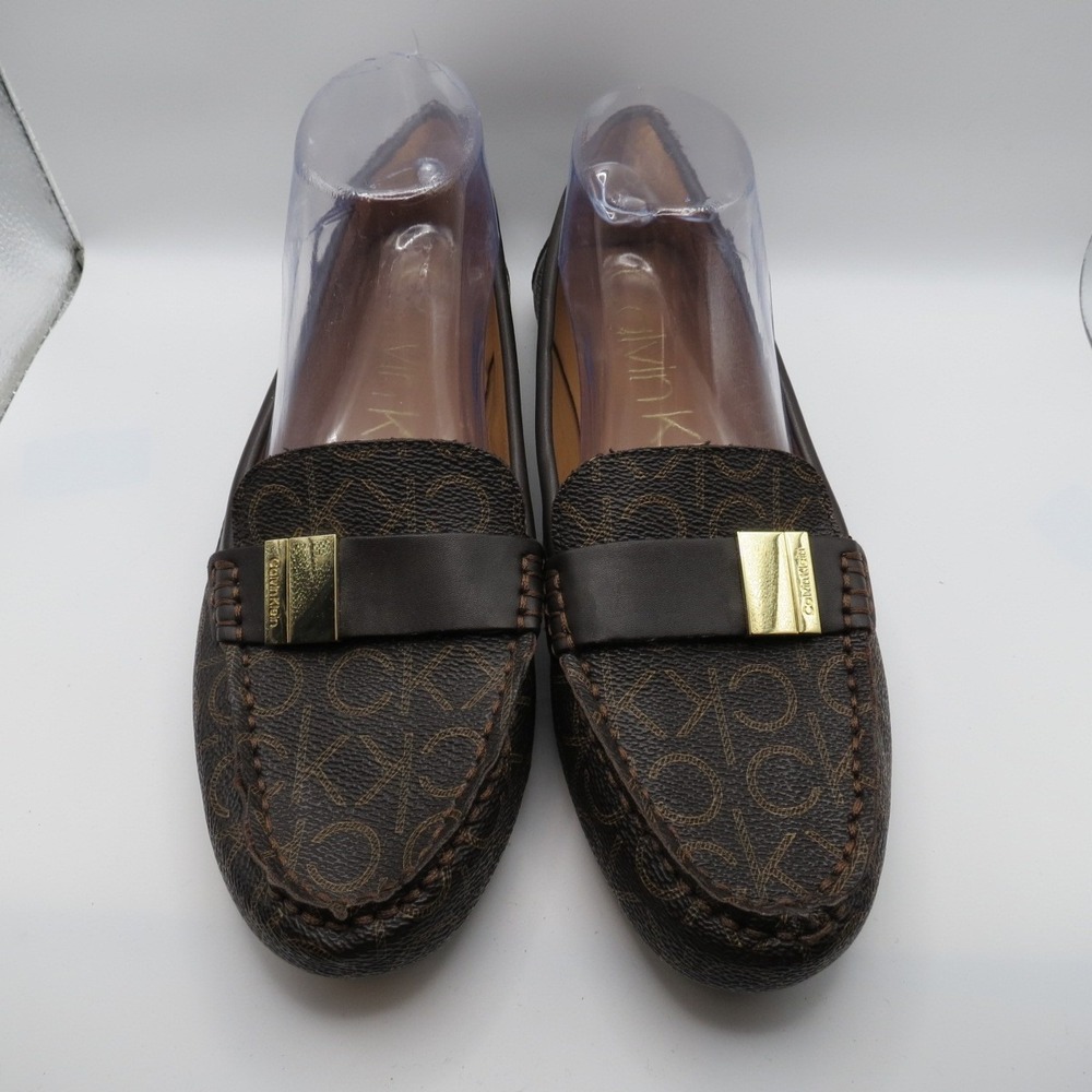 Calvin Klein Womens Lisa Monogram CK Loafer Flat Classic Preppy Size 11M